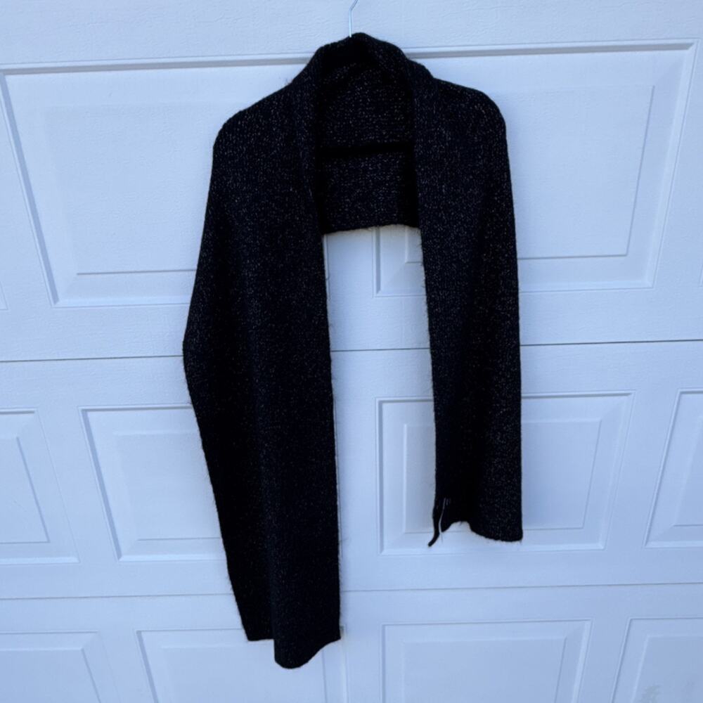 Express Black Knit Rectangle Scarf Women's Solid Polyester Nylon Wool